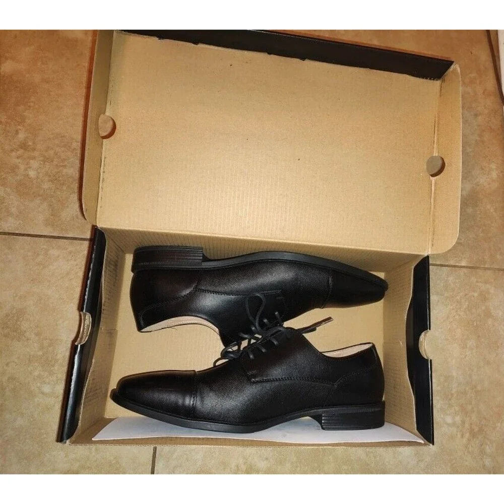 Men's in box JF J Ferrar Brody BLK W Black Dressy Shoes Size 9.5W Good condition